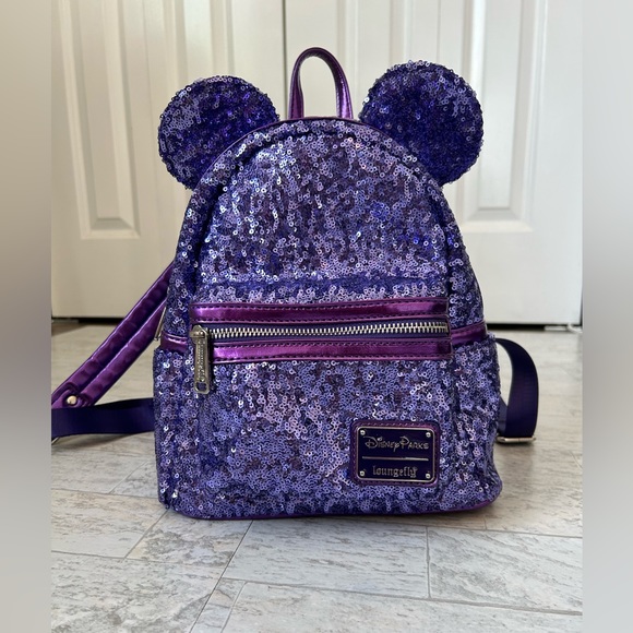 Disney Parks Loungefly Purple Potion Sequined Mini Backpack RARE - Picture 7 of 17